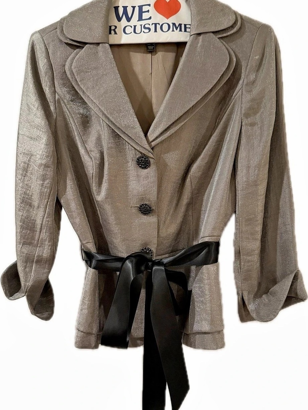 Adrianna Papell Belted Blazer in Brown Size 4 (US) Like New